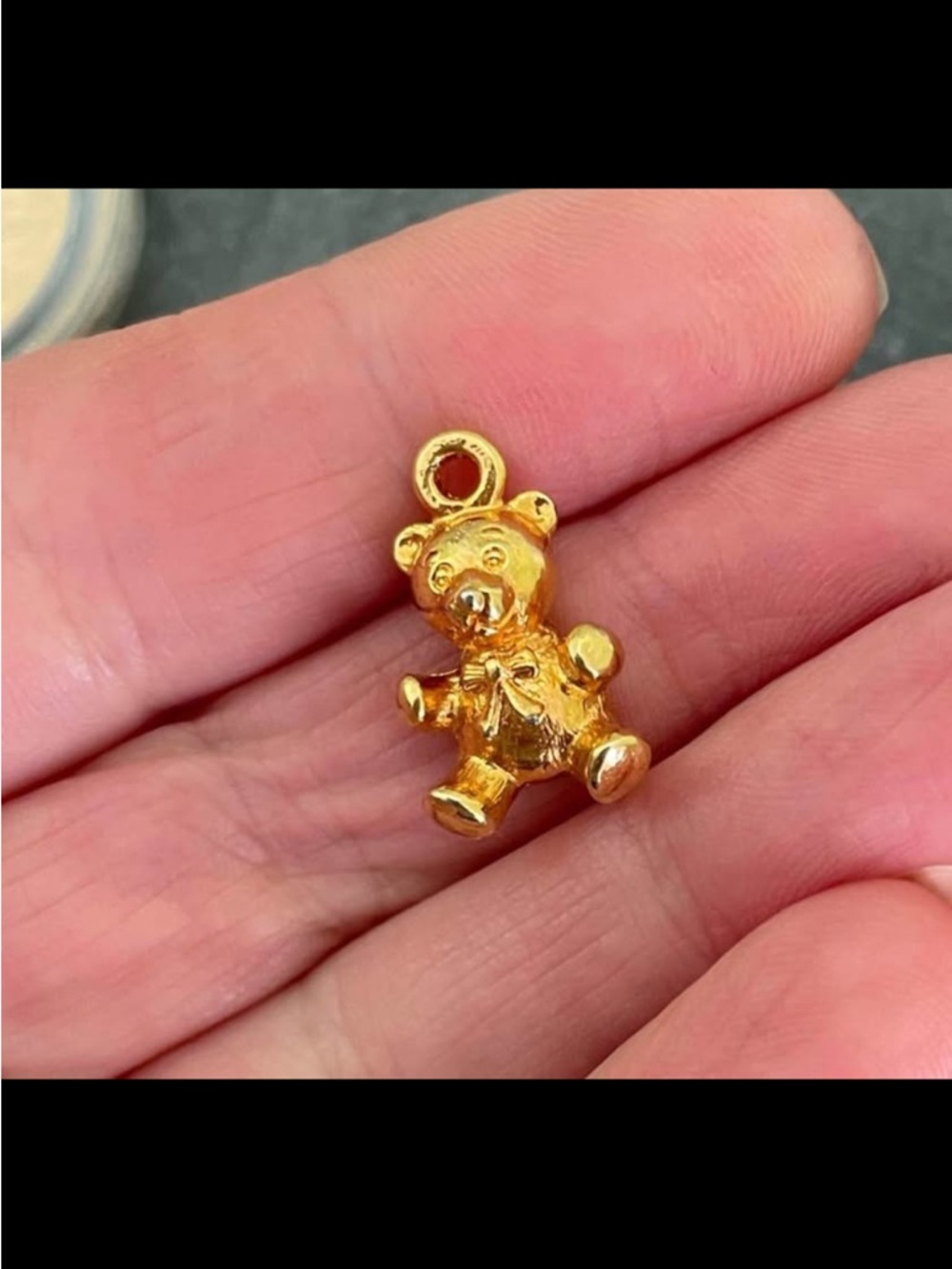 Vintage Gold Teddy Bear Charm Pendant